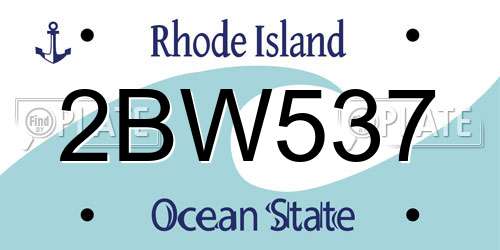 2BW537 Rhode Island License Plate