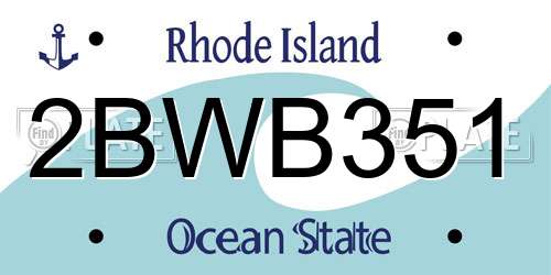 2BWB351 Rhode Island License Plate