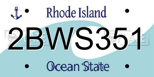 2BWS351 Rhode Island License Plate