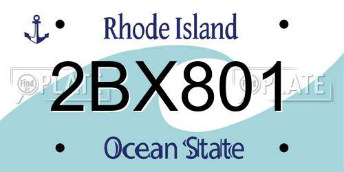 2BX801 Rhode Island License Plate