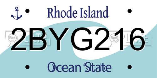 2BYG216 Rhode Island License Plate