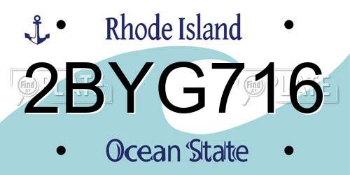 2BYG716 Rhode Island License Plate