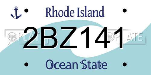 2BZ141 Rhode Island License Plate