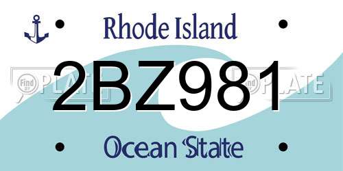 2BZ981 Rhode Island License Plate