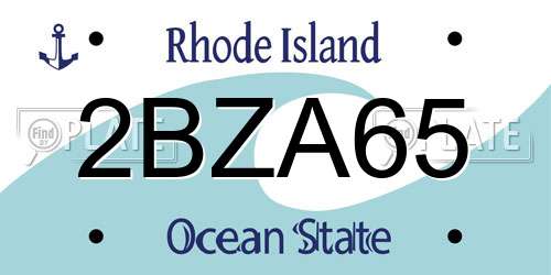 2BZA65 Rhode Island License Plate