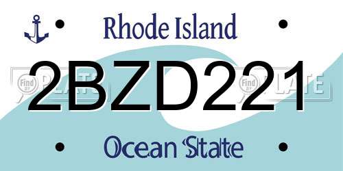 2BZD221 Rhode Island License Plate