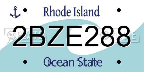 2BZE288 Rhode Island License Plate