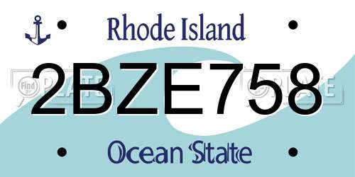 2BZE758 Rhode Island License Plate