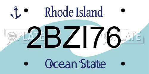 2BZI76 Rhode Island License Plate