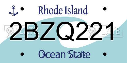 2BZQ221 Rhode Island License Plate