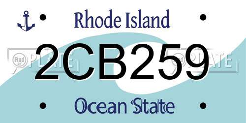2CB259 Rhode Island License Plate