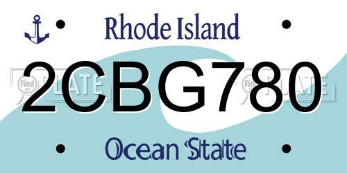 2CBG780 Rhode Island License Plate