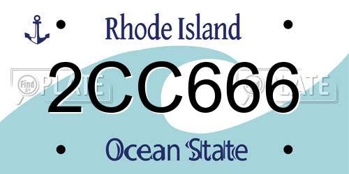 2CC666 Rhode Island License Plate