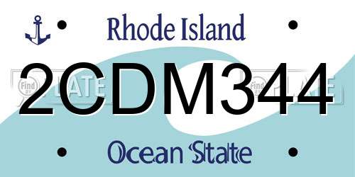 2CDM344 Rhode Island License Plate