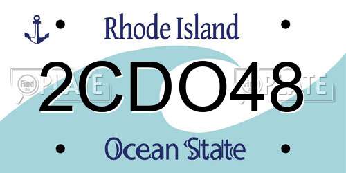 2CDO48 Rhode Island License Plate
