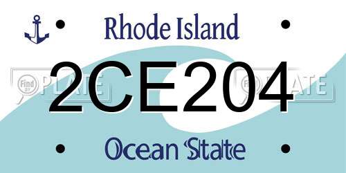 2CE204 Rhode Island License Plate