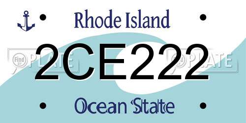 2CE222 Rhode Island License Plate