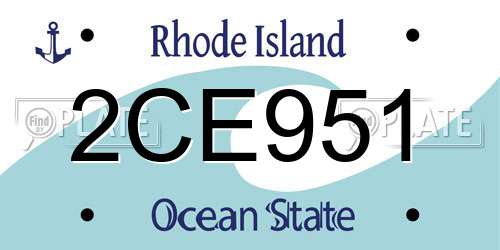 2CE951 Rhode Island License Plate
