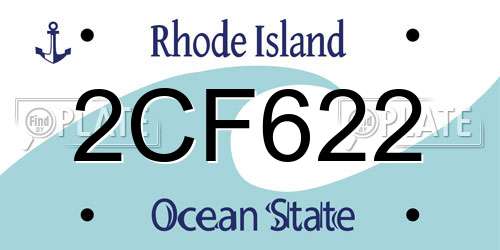 2CF622 Rhode Island License Plate