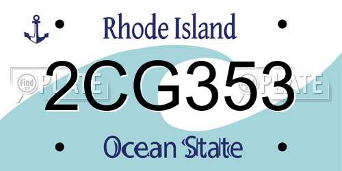 2CG353 Rhode Island License Plate