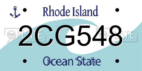 2CG548 Rhode Island License Plate