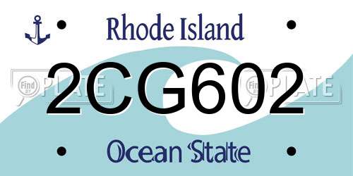 2CG602 Rhode Island License Plate