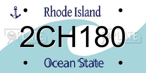 2CH180 Rhode Island License Plate