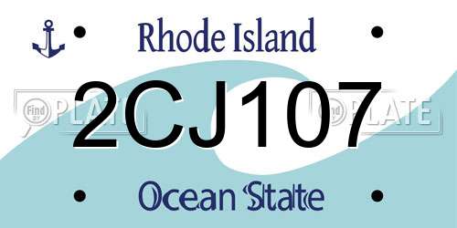 2CJ107 Rhode Island License Plate