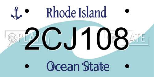 2CJ108 Rhode Island License Plate