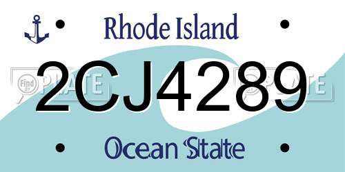 2CJ4289 Rhode Island License Plate