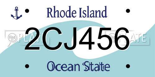 2CJ456 Rhode Island License Plate