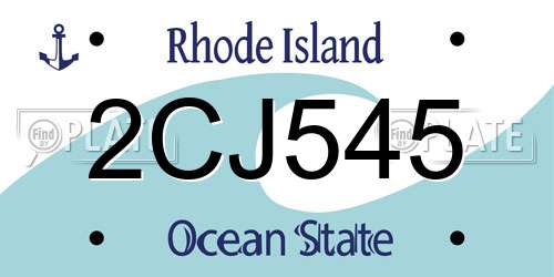 2CJ545 Rhode Island License Plate