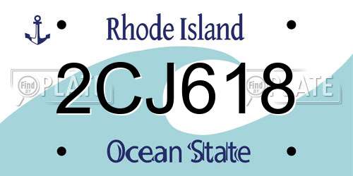 2CJ618 Rhode Island License Plate
