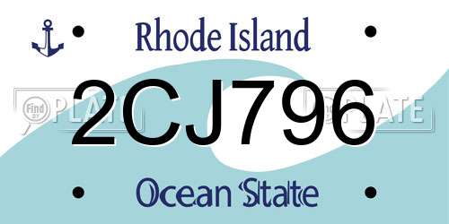 2CJ796 Rhode Island License Plate