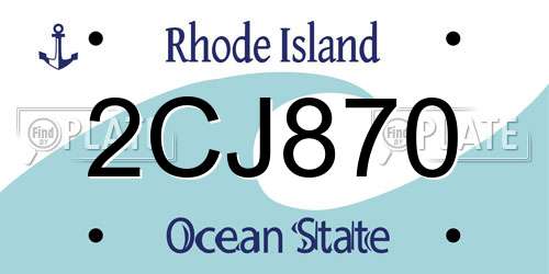 2CJ870 Rhode Island License Plate