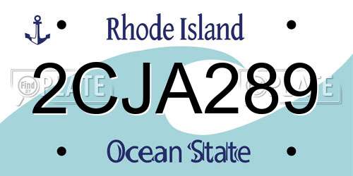 2CJA289 Rhode Island License Plate