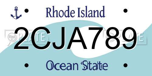 2CJA789 Rhode Island License Plate