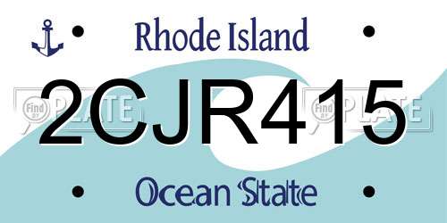 2CJR415 Rhode Island License Plate