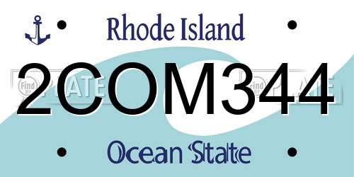 2COM344 Rhode Island License Plate