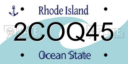 2COQ45 Rhode Island License Plate