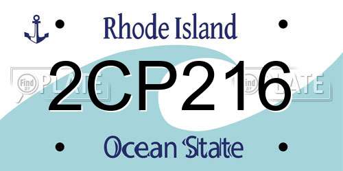 2CP216 Rhode Island License Plate