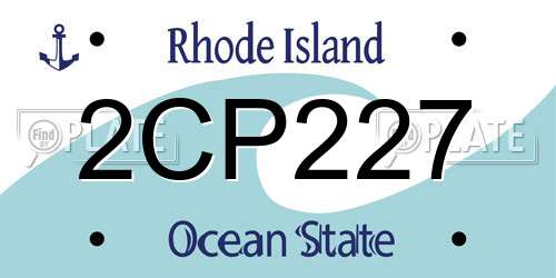 2CP227 Rhode Island License Plate