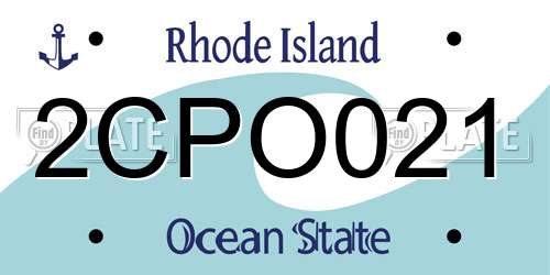 2CPO021 Rhode Island License Plate