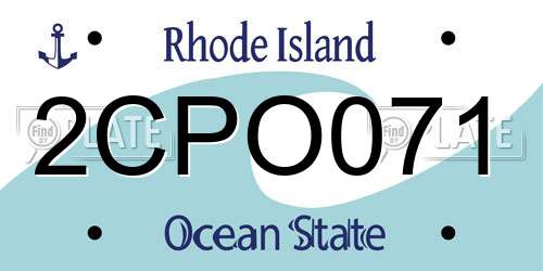 2CPO071 Rhode Island License Plate