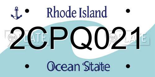 2CPQ021 Rhode Island License Plate