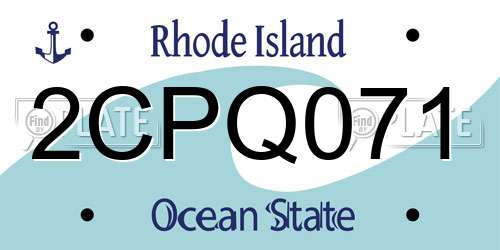 2CPQ071 Rhode Island License Plate