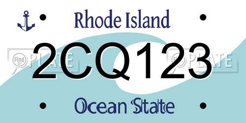 2CQ123 Rhode Island License Plate