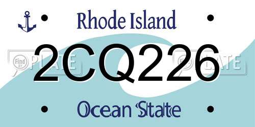 2CQ226 Rhode Island License Plate