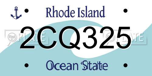 2CQ325 Rhode Island License Plate