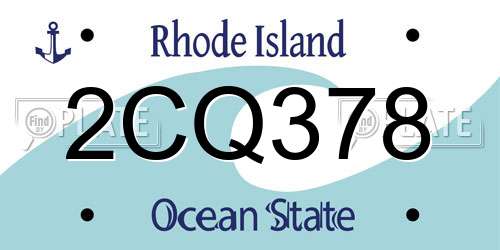 2CQ378 Rhode Island License Plate